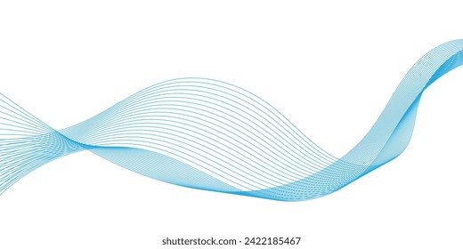 Abstract smooth wave on a white background. Dynamic sound wave flowing wave lines