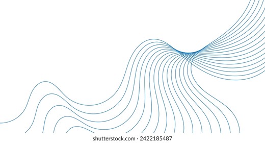 Abstract smooth wave on a white background. Dynamic sound wave flowing wave lines