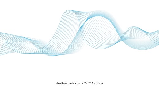 Abstract smooth wave on a white background. Dynamic sound wave flowing wave lines