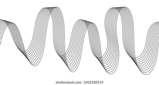 Abstract smooth wave on a white background. Dynamic sound wave flowing wave lines