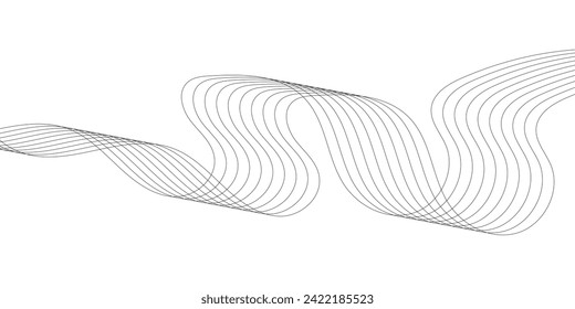 Abstract smooth wave on a white background. Dynamic sound wave flowing wave lines