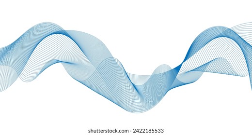Abstract smooth wave on a white background. Dynamic sound wave flowing wave lines