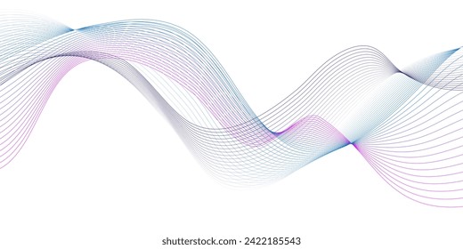 Abstract smooth wave on a white background. Dynamic sound wave flowing wave lines