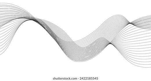 Abstract smooth wave on a white background. Dynamic sound wave flowing wave lines