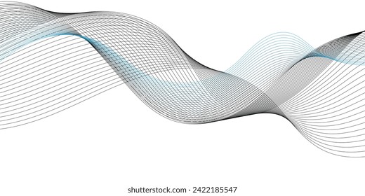 Abstract smooth wave on a white background. Dynamic sound wave flowing wave lines