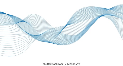 Abstract smooth wave on a white background. Dynamic sound wave flowing wave lines