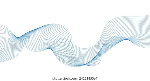 Abstract smooth wave on a white background. Dynamic sound wave flowing wave lines