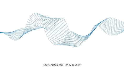 Abstract smooth wave on a white background. Dynamic sound wave flowing wave lines