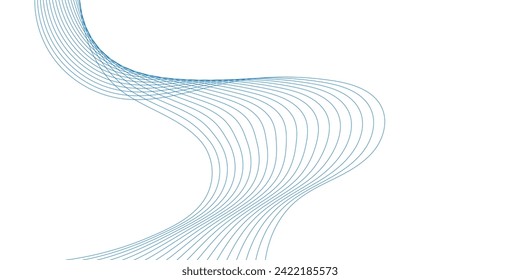 Abstract smooth wave on a white background. Dynamic sound wave flowing wave lines