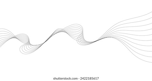 Abstract smooth wave on a white background. Dynamic sound wave flowing wave lines
