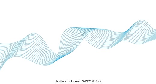 Abstract smooth wave on a white background. Dynamic sound wave flowing wave lines