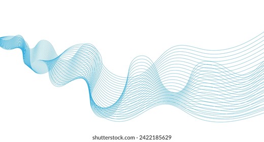 Abstract smooth wave on a white background. Dynamic sound wave flowing wave lines