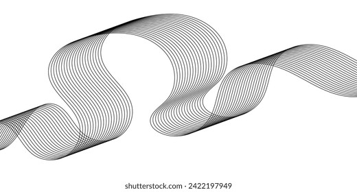 Abstract smooth wave on a white background. Dynamic sound wave flowing wave lines