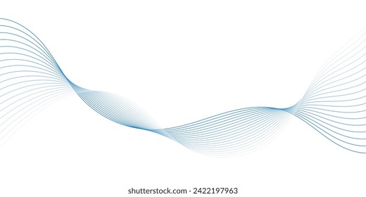 Abstract smooth wave on a white background. Dynamic sound wave flowing wave lines