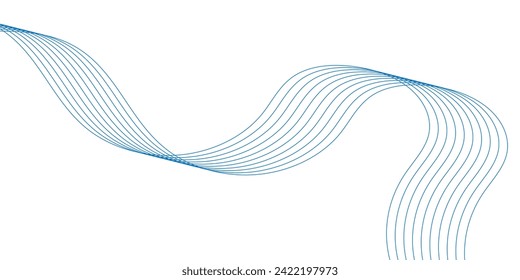 Abstract smooth wave on a white background. Dynamic sound wave flowing wave lines