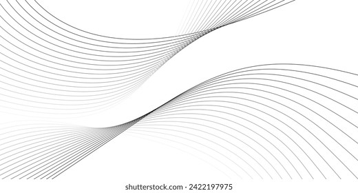 Abstract smooth wave on a white background. Dynamic sound wave flowing wave lines
