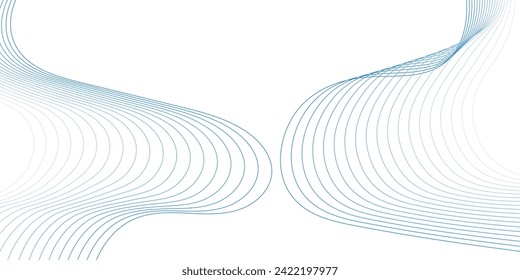Abstract smooth wave on a white background. Dynamic sound wave flowing wave lines