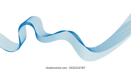 Abstract smooth wave on a white background. Dynamic sound wave flowing wave lines. Digital frequency equalizer. digital Stylized line art background
