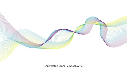 Abstract smooth wave on a white background. Dynamic sound wave flowing wave lines. Digital frequency equalizer. digital Stylized line art background