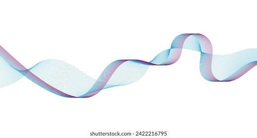 Abstract smooth wave on a white background. Dynamic sound wave flowing wave lines. Digital frequency equalizer. digital Stylized line art background