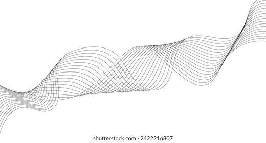 Abstract smooth wave on a white background. Dynamic sound wave flowing wave lines. Digital frequency equalizer. digital Stylized line art background