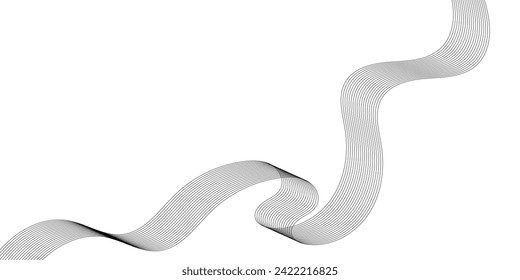 Abstract smooth wave on a white background. Dynamic sound wave flowing wave lines. Digital frequency equalizer. digital Stylized line art background