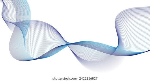 Abstract smooth wave on a white background. Dynamic sound wave flowing wave lines. Digital frequency equalizer. digital Stylized line art background