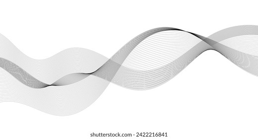 Abstract smooth wave on a white background. Dynamic sound wave flowing wave lines. Digital frequency equalizer. digital Stylized line art background