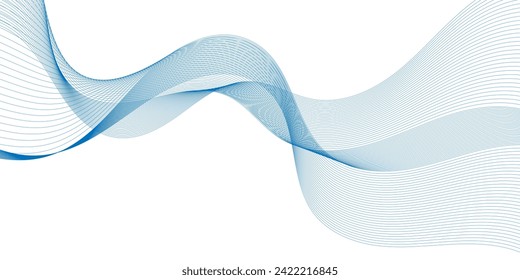 Abstract smooth wave on a white background. Dynamic sound wave flowing wave lines. Digital frequency equalizer. digital Stylized line art background