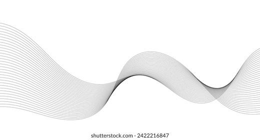 Abstract smooth wave on a white background. Dynamic sound wave flowing wave lines. Digital frequency equalizer. digital Stylized line art background