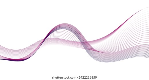Abstract smooth wave on a white background. Dynamic sound wave flowing wave lines. Digital frequency equalizer. digital Stylized line art background