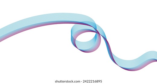 Resumen de una onda suave sobre un fondo blanco. Líneas de onda de sonido dinámicas que fluyen. Ecualizador de frecuencia digital. fondo de arte de línea estilizada digital