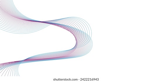 Abstract smooth wave on a white background. Dynamic sound wave flowing wave lines. Digital frequency equalizer. digital Stylized line art background