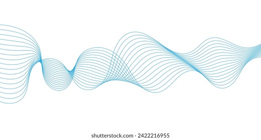 Abstract smooth wave on a white background. Dynamic sound wave flowing wave lines. Digital frequency equalizer. digital Stylized line art background