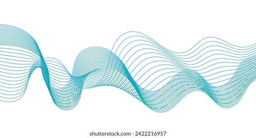 Abstract smooth wave on a white background. Dynamic sound wave flowing wave lines. Digital frequency equalizer. digital Stylized line art background