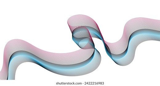 Abstract smooth wave on a white background. Dynamic sound wave flowing wave lines. Digital frequency equalizer. digital Stylized line art background