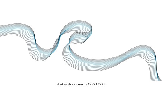 Abstract smooth wave on a white background. Dynamic sound wave flowing wave lines. Digital frequency equalizer. digital Stylized line art background