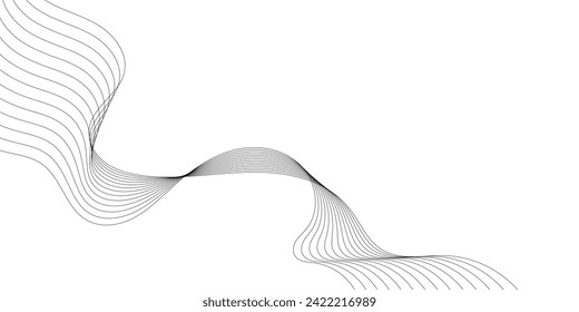 Abstract smooth wave on a white background. Dynamic sound wave flowing wave lines. Digital frequency equalizer. digital Stylized line art background