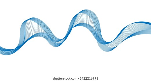 Abstract smooth wave on a white background. Dynamic sound wave flowing wave lines. Digital frequency equalizer. digital Stylized line art background