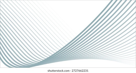 Abstract smooth wave on a white background. Dynamic sound wave flowing wave lines