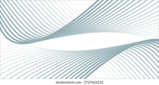 Abstract smooth wave on a white background. Dynamic sound wave flowing wave lines
