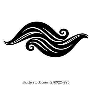 Ilustración vectorial de silueta de desplazamiento de onda lisa Abstractas: elemento de remolino dinámico con líneas curvas y flujo
