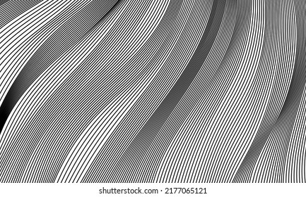 abstract smooth waves background. black and white wavy stripes background