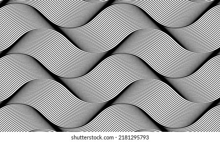 fondo de ondas suaves abstractas. fondo de rayas onduladas en blanco y negro