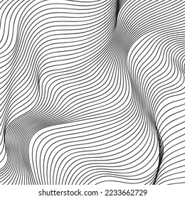 abstract smooth waves background. black and white wavy stripes background