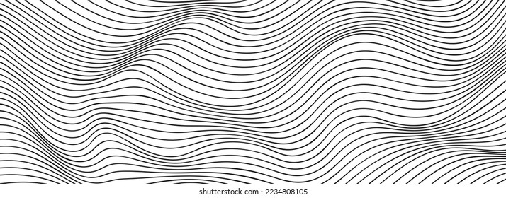 abstract smooth waves background. black and white wavy stripes background