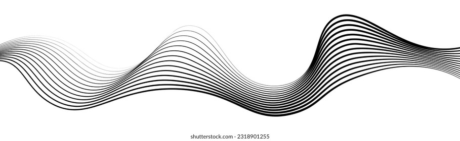 abstract smooth waves background. black and white wavy stripes background