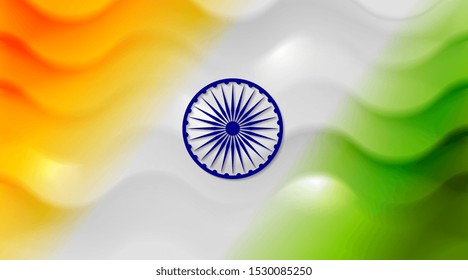 Abstract smooth waves background. Colors of India. Republic Day 26 January vector design