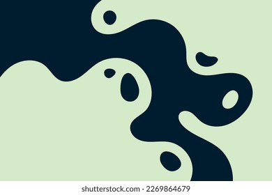 Abstract smooth waves and drops background. Dynamic wavy liquid shapes illustration in art style