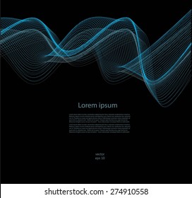 Abstract smooth waves on black background